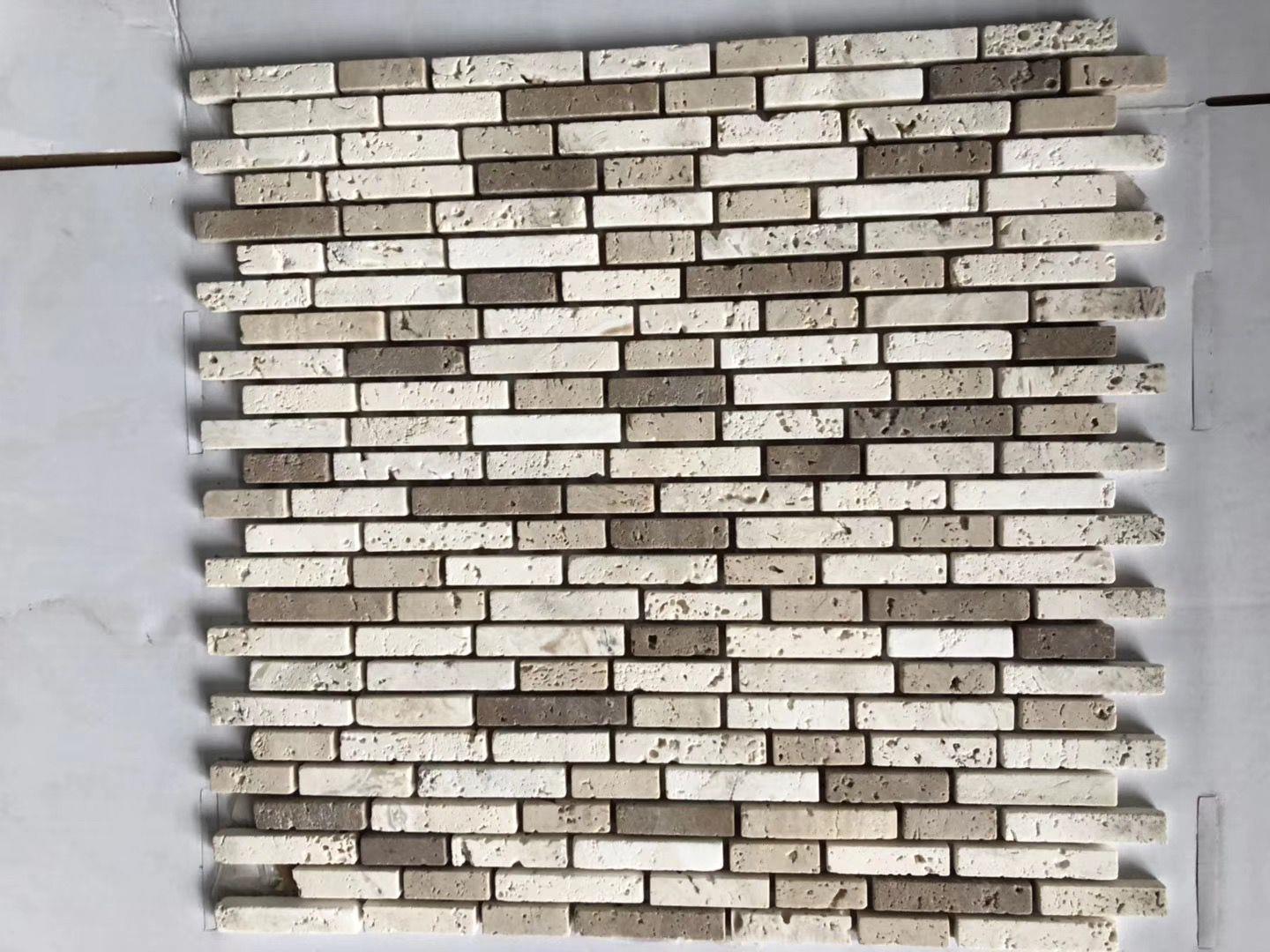 travertino strip mosaic tile