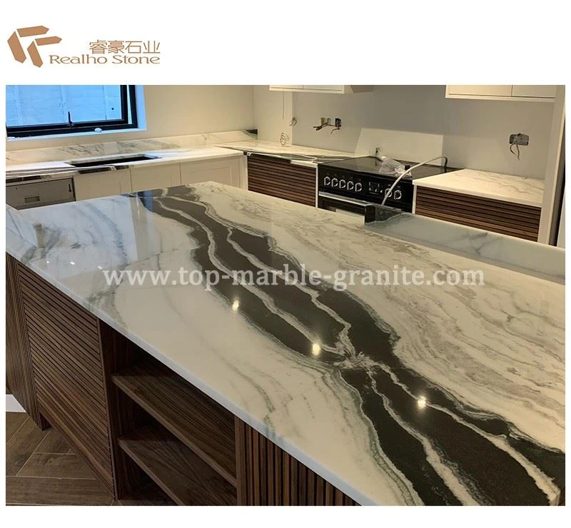 White and Black Marble Kitchen Countertops