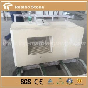 Dipoles Permukaan Padat Beige Blizzard Quartz Stone Bathroom Vanity Tops