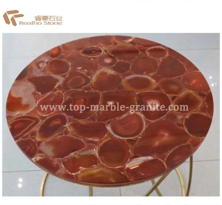 Precious Agate Gemstone Red Table