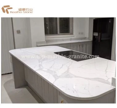 Calacatta kuarsa dapur Countertop
