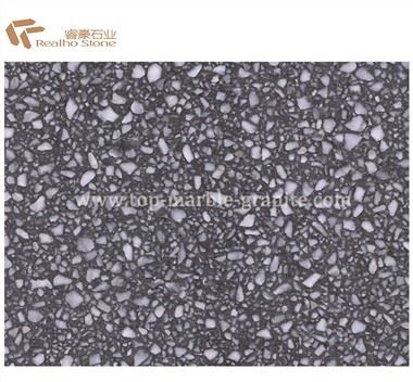 Lembaran Terrazzo Abu-abu Tua yang Dipoles Untuk Dinding