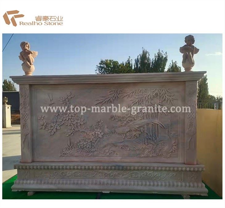 Pink marble relief