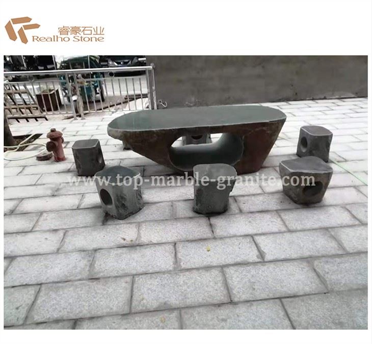Meja Batu Granit Bulat Alami Untuk Furnitur Luar Ruangan