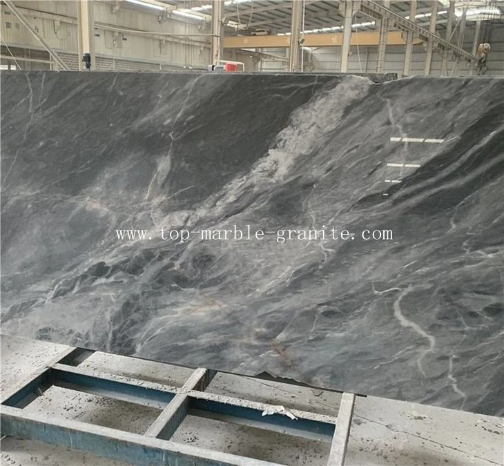 Dark Grey Marble With White Veins Slab