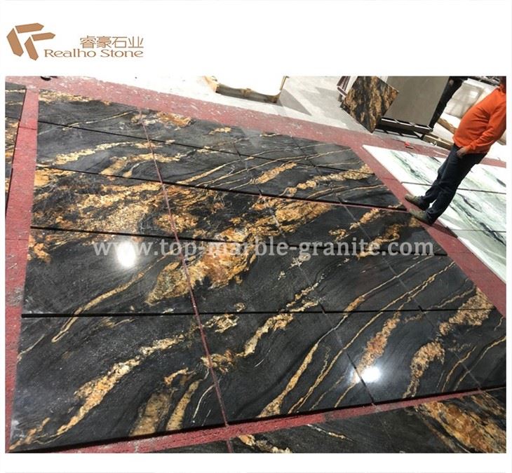 Luxury Black Magma Gold Granite For Exotic Taurus Granite Tile