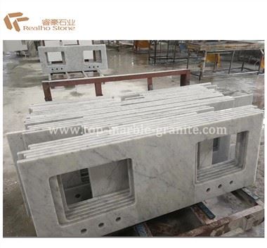 Mordern Carrara White Marble Vanity Tops Untuk Kamar Mandi