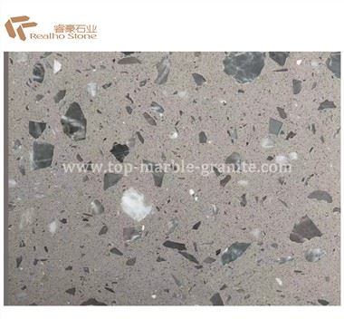 Lembaran Terrazzo Abu-abu Muda Dipoles Untuk Paving Lantai Ubin